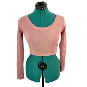 LNWT - Topping USA Mauve Pink Long Sleeve Scoop Neck Bodycon Crop Top Tee - S